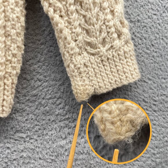 Vintage Mens Irish Fisherman Sweater KAM Knitwear Aran Hand Knits Wool 42 Medium - Picture 12 of 14